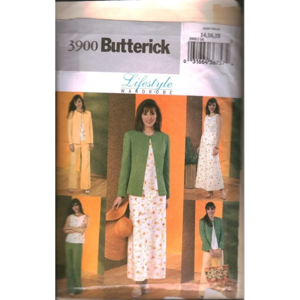 Butterick 3900 Lifestyle Wardrobe Sewing Pattern Jacket Top Skirt Pants 14-18
